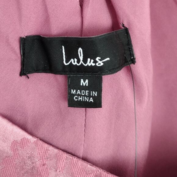 Lulus NEW Got the Key Mauve Satin Floral Jacquard Halter Mini Dress Women Medium - Picture 7 of 14